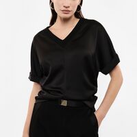 SATIN V-NECK BLOUSE
