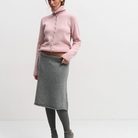 WOOL KNIT MIDI SKIRT IN GREY