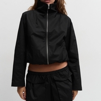 HIGH-NECK CROPPED JACKET IN BLACK
