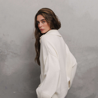 IVORY WOOL POLO SWEATER