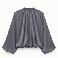 SATIN ZIP-UP BOMBER IN GREY