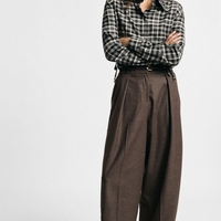 PLEATED BARREL LEG PANTS