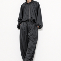 SATIN ZIP-UP BOMBER IN BLACK