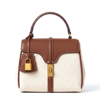 SMALL HANDLE BAG IN BROWN AND WHITE
