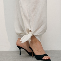 LINEN BALLOON PANTS WITH ANKLE TIES