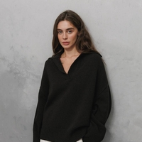 DARK BROWN WOOL POLO SWEATER
