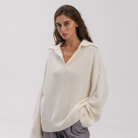 IVORY WOOL POLO SWEATER