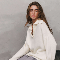 IVORY WOOL POLO SWEATER