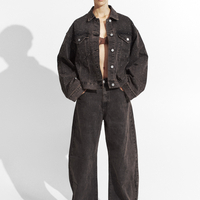 WASHED BARREL LEG JEANS