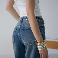 STUDDED STRAIGHT FIT  JEANS
