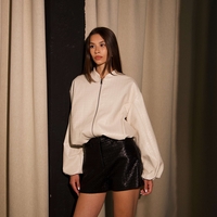 WOVEN FAUX LEATHER SHORTS