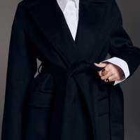 LONG BLACK COAT WITH BELT