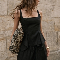 LINEN TOP IN BLACK