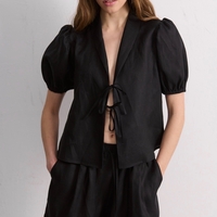 BLACK LINEN SHORTS