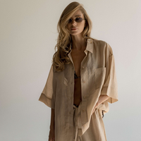 SHEER LINEN SHIRT & WIDE-LEG PANTS SET