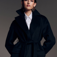 LONG BLACK COAT WITH BELT