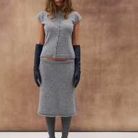 WOOL BUTTONED KNIT TOP IN GREY
