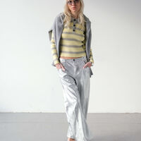 STRIPED KNIT POLO TOP