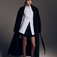 LONG BLACK COAT WITH BELT