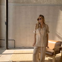 SHEER LINEN SHIRT & WIDE-LEG PANTS SET