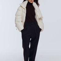 WHITE SHORT DOWN JACKET WITH ASYMMETRICAL COLLAR