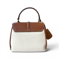 SMALL HANDLE BAG IN BROWN AND WHITE