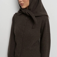MIRA DARK BROWN WOOL CARDIGAN