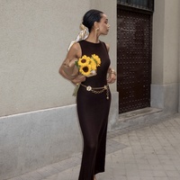 BROWN KNIT MAXI DRESS