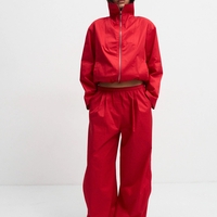 HIGH-NECK CROPPED JACKET IN RED