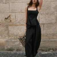 LINEN TOP IN BLACK