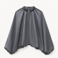SATIN ZIP-UP BOMBER IN GREY