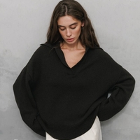DARK BROWN WOOL POLO SWEATER