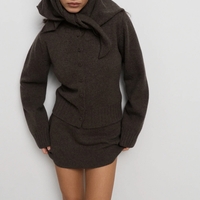 MIRA DARK BROWN WOOL MINI SKIRT