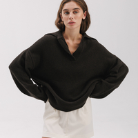 DARK BROWN WOOL POLO SWEATER