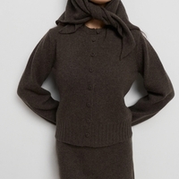 MIRA DARK BROWN WOOL CARDIGAN