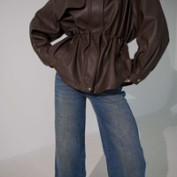 FAUX LEATHER DRAWSTRING JACKET