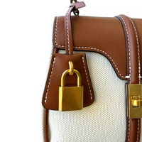 SMALL HANDLE BAG IN BROWN AND WHITE