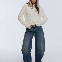 WHITE MERINO WOOL CARDIGAN