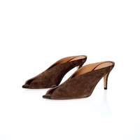 BROWN SUEDE MULE HEELS