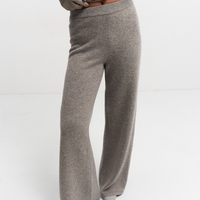 GREY WOOL WIDE LEG TROUSERS
