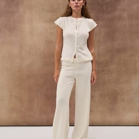 WOOL BUTTONED KNIT TOP IN IVORY