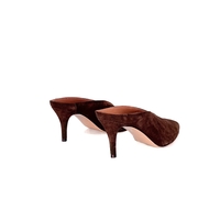 BROWN SUEDE MULE HEELS
