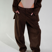 RELAXED FIT COFFEE BROWN TROUSERS