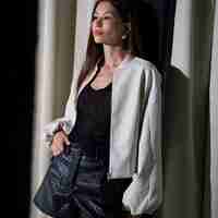 WOVEN FAUX LEATHER SHORTS