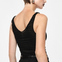 TOP WITH RUCHED STRAPS AND V-NECKLINE