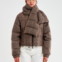 CHECK CLOTH DOWN JACKET WITH SCARF