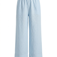 LIGHT BLUE LINEN WIDE-LEG PANTS