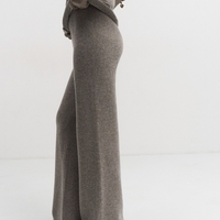 GREY WOOL WIDE LEG TROUSERS