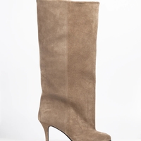 SUEDE KNEE-HIGH BOOTS IN TAUPE