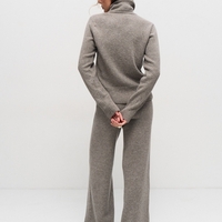 GREY WOOL WIDE LEG TROUSERS